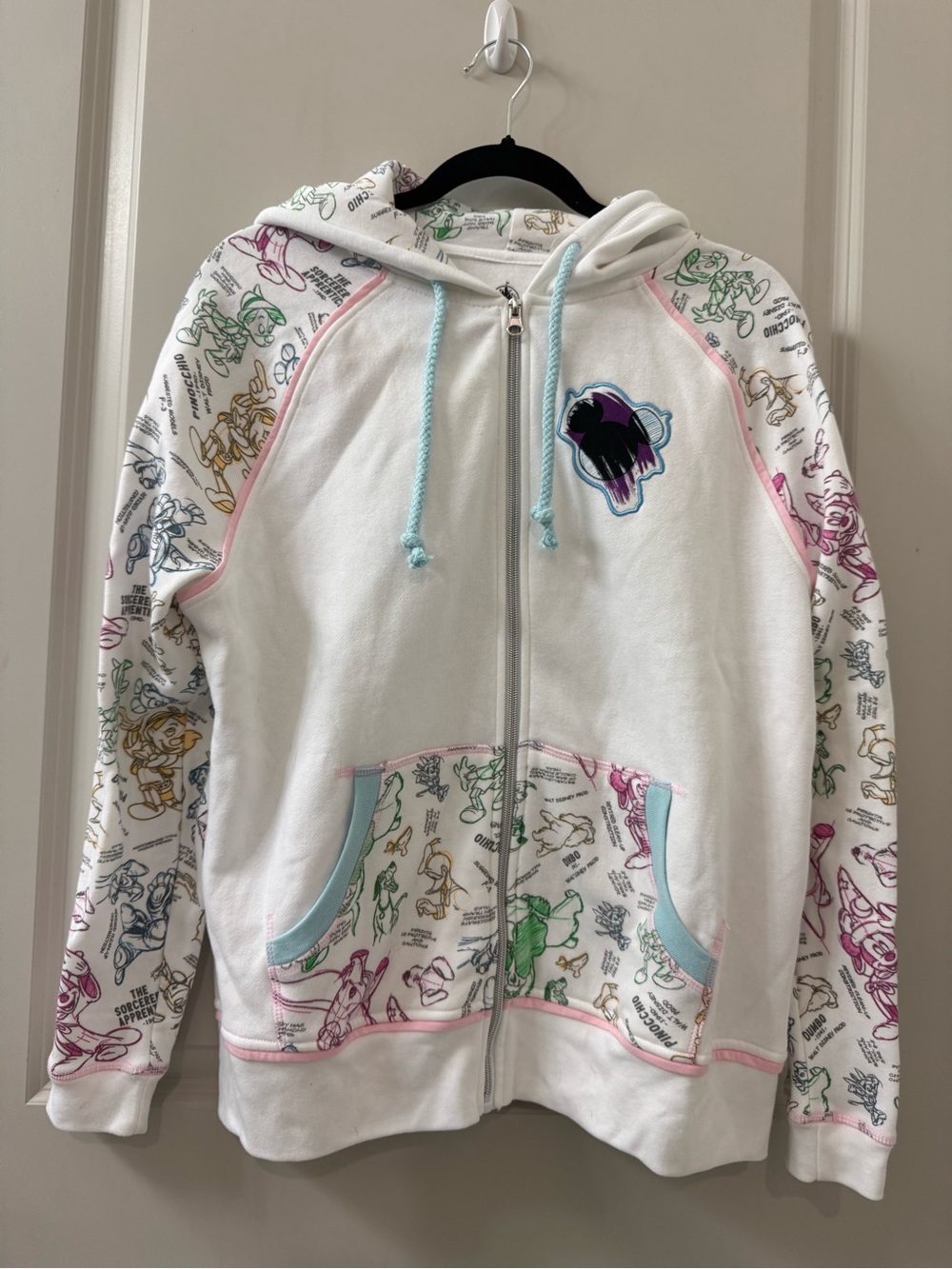 Disney Parks Sketch Graphic Zip Hoodie Castle Sweatshirt Women’s Large White L